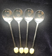 Vintage 4 Chrome Coffee Bean Spoons