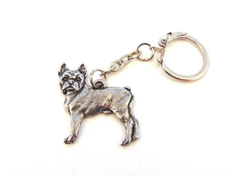 Boston terrier pewter keyring - boston,