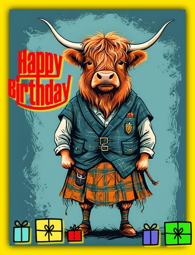 Happy birthday highland cow - happy,