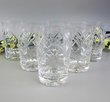 Cut Crystal Glass Tumblers x 6. Water / Cocktail. Top quality set. VTG 250ml 4"