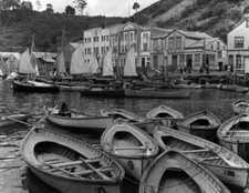 Fishing barges moored in the harbour at Puerto Montt Chile Old Photo