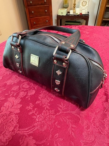 Mcm black leather - mcm, red