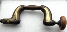 Antique Woodworking Brace - Brass & Ebony Hand Drill - Replaced Handle