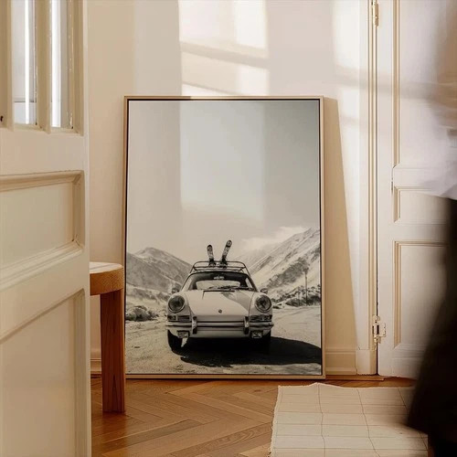 Classic ski car snowy - classic,