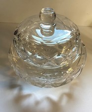 Webb Corbett  Cut Glass Sweet Nut Bowl Jar with Lid Candy Container Dish.