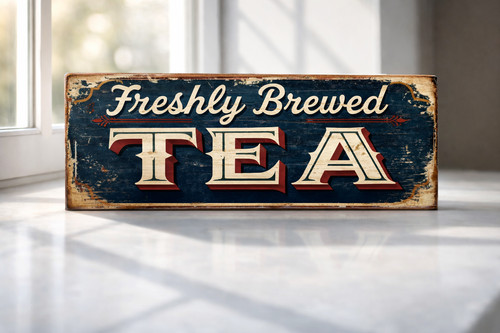 Freshly brewed tea - freshly, sign