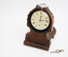 ANTIQUE HEAVY STERLING SOLID SILVER GENTS POCKET WATCH +TREEN STAND FUSEE WORKS