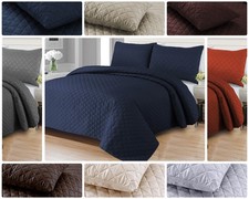 Luxury Embossed Bedspread Sofa Throw Quilted Bed Throw 3 Piece Bedding Set King