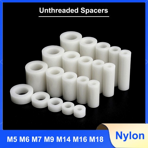 White nylon unthreaded - unthreaded, spacers
