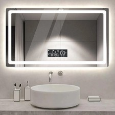 UK 2025 Bluetooth Bathroom Mirror With Led Lights Demister Touch Sensor