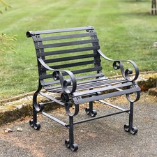 Ex-display Black Single Seater Outdoor Traditional Metal Garden Patio Park Bench