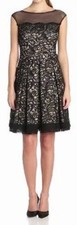 Eliza J Gorgeous Black Lace Fit & Flare Party/Cocktail/Evening Dress SIZE 14