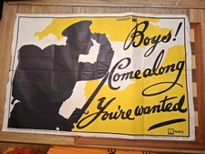 WWI World War One Original Recruiting Poster ' Boys! Come Along You're Wanted '*