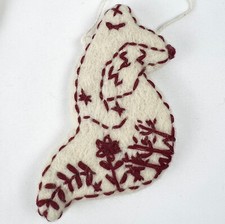 NWT Crate & Barrel Scandi Heritage Fox Christmas Ornament White Felt Nepal Made