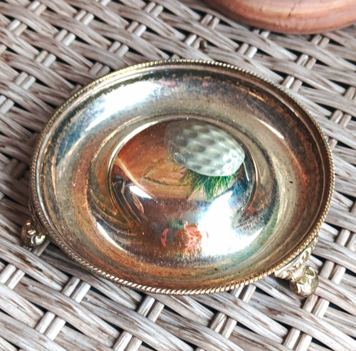 Silver tone round dish coaster - silver-tone,