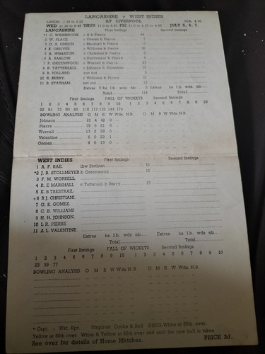 Vintage scorecard lancashire - vintage,