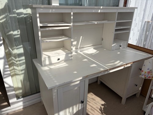 Big white wood - desk, with