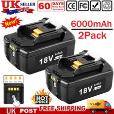 2Pack for Makita 18Volt Li-Ion LXT 6.0Ah Battery BL1860 BL1850 BL1830 BL1840 LED