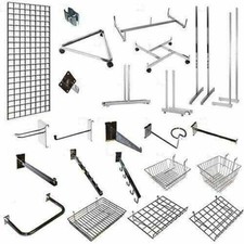 GRID WALL MESH CHROME RETAIL SHOP DISPLAY PANEL ACCESSORY HOOK ARMS - CLEARANCE