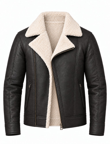 Men faux shearling real - shearling,