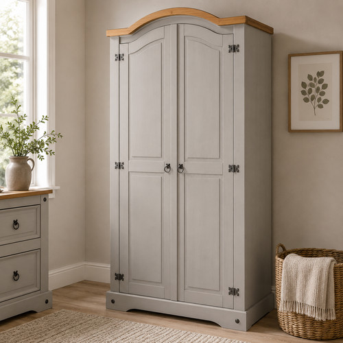 Corona wardrobe grey door - wardrobe,