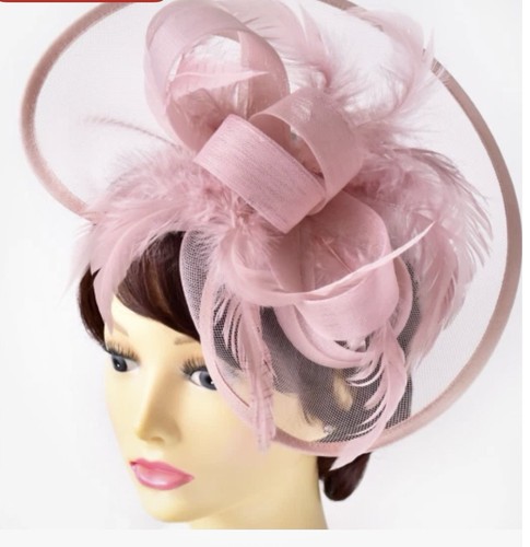 Pink feather mesh fascinator - pink,