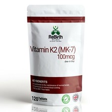 Vitamin K2 100mcg 120 Tablets - MK-7 Bone & Cardiovascular Health UK Made