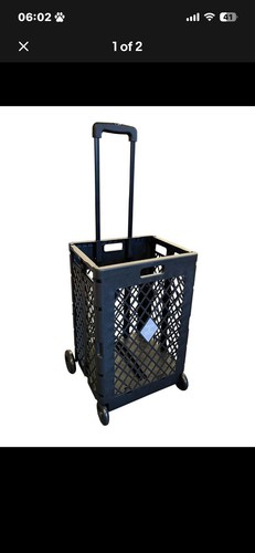 Black plastic foldable trolley - black,
