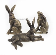 Set of 3 Hares Sculptures in