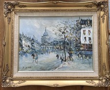 R Davey - A Paris Street Scene - Ornate frame Attractive Oil Painting signed