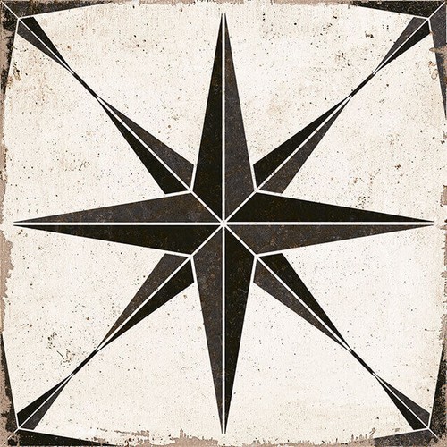 Black star patterned - black, porcelain