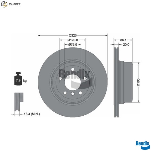 Brake disc bds1850 - brake, bmw