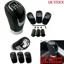 5 6 Speed/3 Cap Car Manual Gear Shifter Stick Leather Shift Knob Lever UK