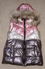 Girl's Body Warmer Gilet. Age 12. Fur Lined. Metallic Silver/Pink/Grey. Ex Con.