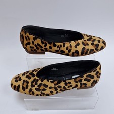 M&S Collection Leather Ponyskin Leopard Print Ballet Shoes Size 6.5