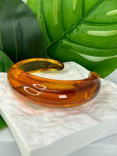 Amber resin cuff bangle - amber,