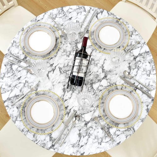 Round vinyl fitted tablecloth - fitted,