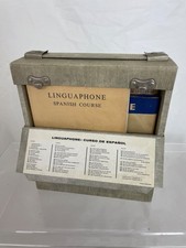 Vintage Linguaphone Spanish Course 45rpm Vinyl Records With Book  In Carry Case