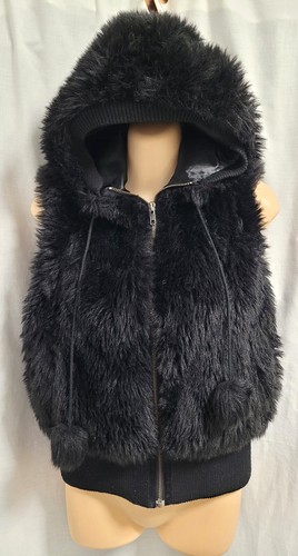 Faux fur black hooded - h&m,