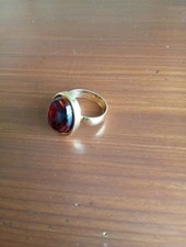 Vintage Sarah Coventry 1970s Brown Lucite Plastic Adjustable Gold Tone MetalRing