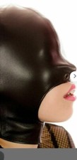 Leather hood black - , hood,