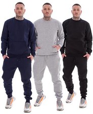 Mens Plain Tracksuit Branded Fleece Pullover Sweatshirts Cotton Jogging Bottoms