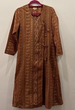 Fabindia Ikat woven cotton Khaadi Angarkha style kurta - burnt orange M