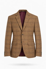 Camel Brown Check Jacket Tweed