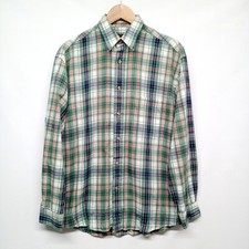 Men's Viyella Check Shirt Long Sleeve Green Cotton Medium
