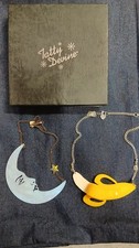 Two Tatty Devine Statement Necklaces Banana And Pearl Crescent Moon In Box