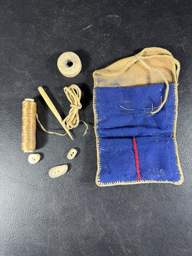 Vintage leather sewing kit - sewing,