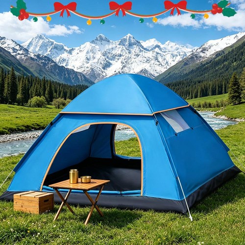 Man person pop up tent - up,