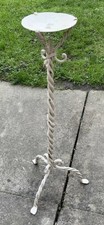 Lovely Twist Wrought Iron Floor Standing Pillar Candle Holder 23” Tall
