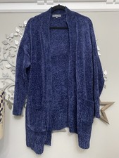 Studio Soft Chunky Knit Blue Chenille Cardigan With Pockets UK 16/18(20) BNWOT
